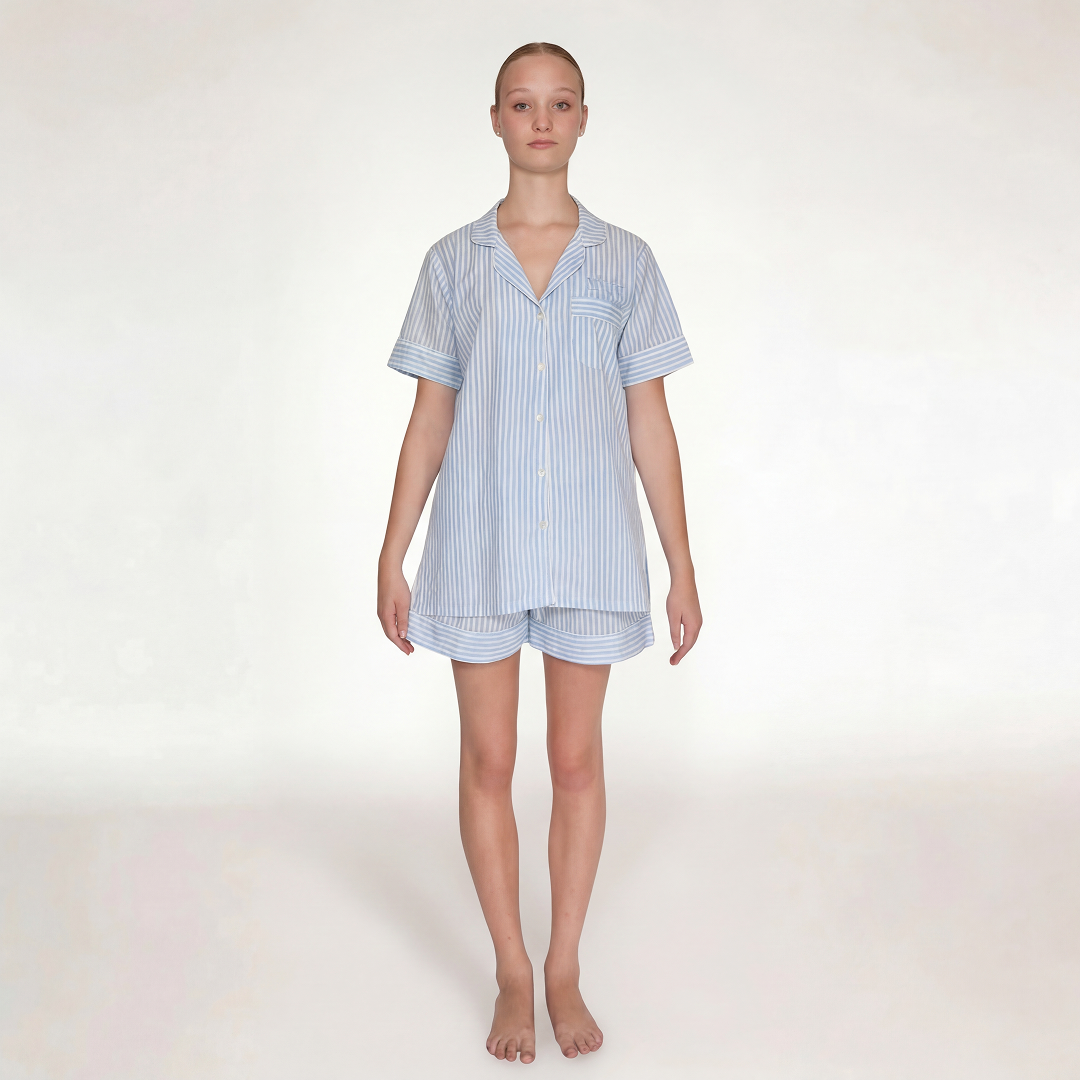 PIJAMA "CLASSIC STRIPE BLUE" CON SHORT