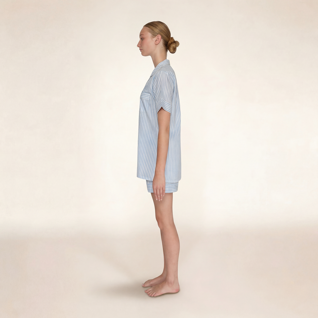 PIJAMA "CLASSIC STRIPE BLUE" CON SHORT