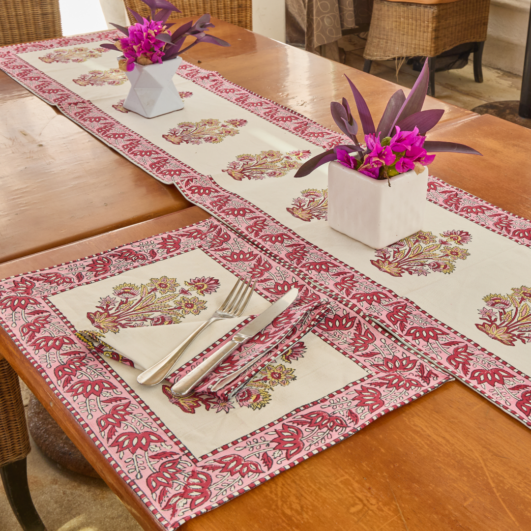 JUEGO DE 6 INDIVIDUALES "BUGAMBILIA" CON 6 SERVILLETAS