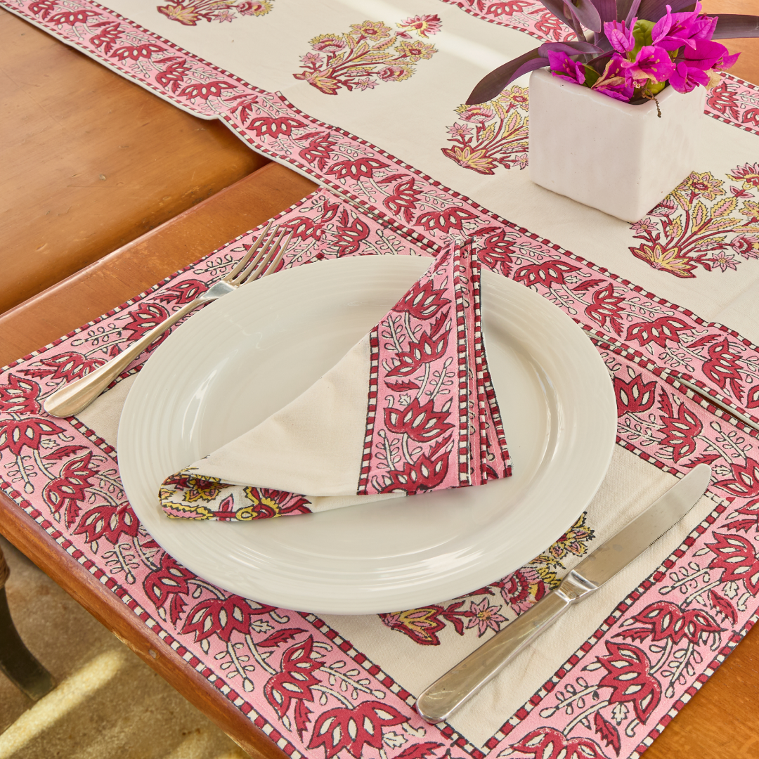 JUEGO DE 6 INDIVIDUALES "BUGAMBILIA" CON 6 SERVILLETAS