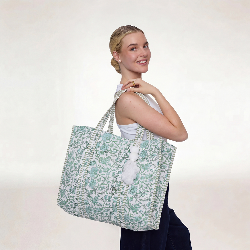 TOTE BAG "GREEN PORCELAINE"