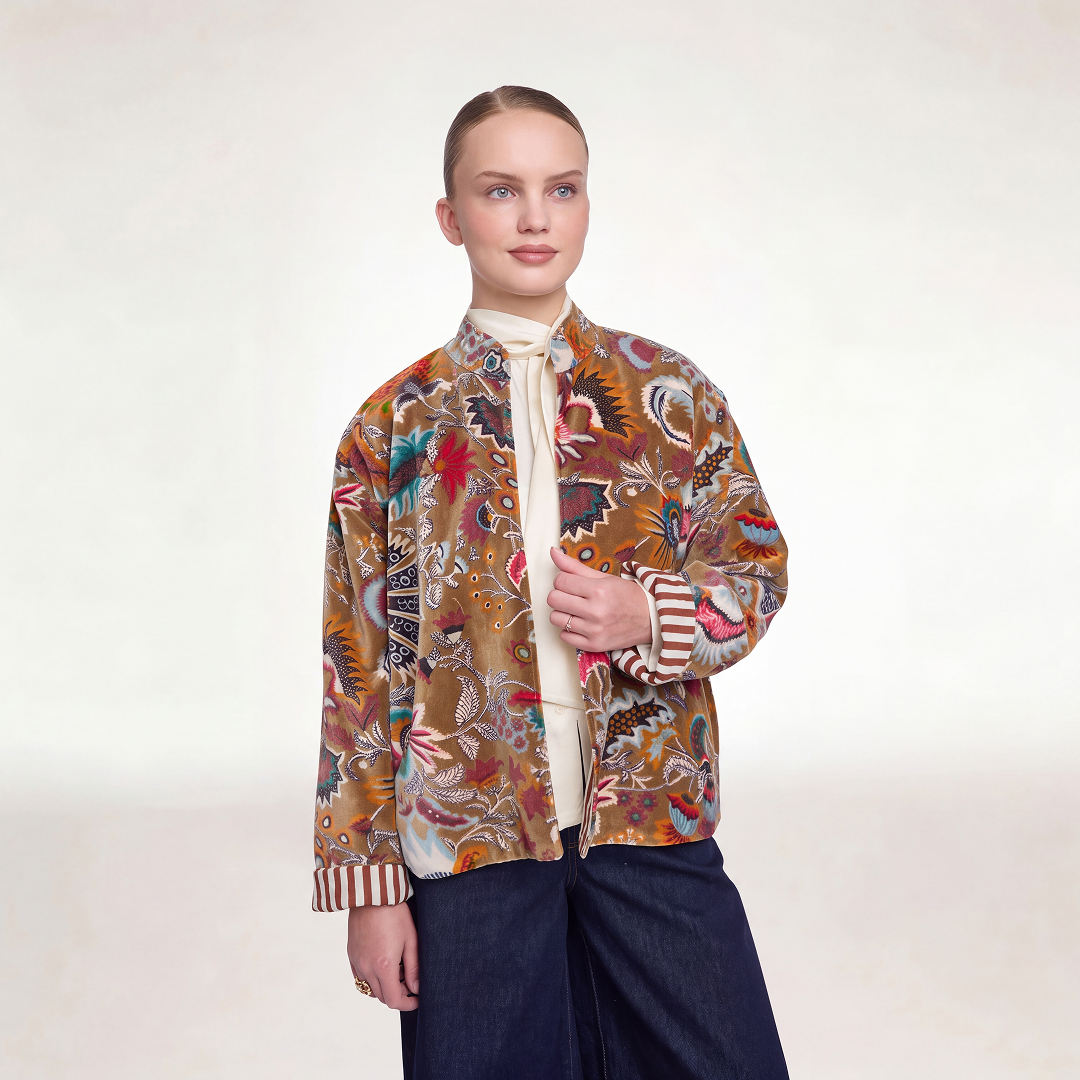 "BOHEMIAN GARDEN BROWN" VELVET JACKET