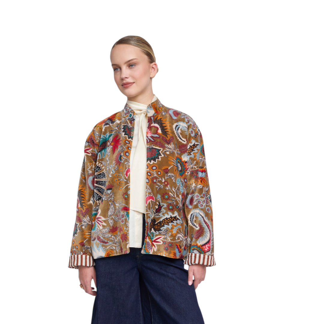 "BOHEMIAN GARDEN BROWN" VELVET JACKET