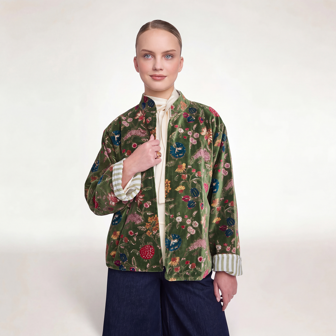 "BOHEMIAN GARDEN GREEN" VELVET JACKET