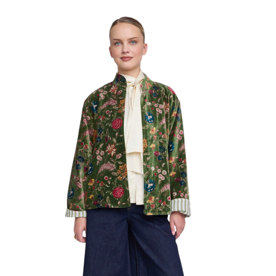"BOHEMIAN GARDEN GREEN" VELVET JACKET